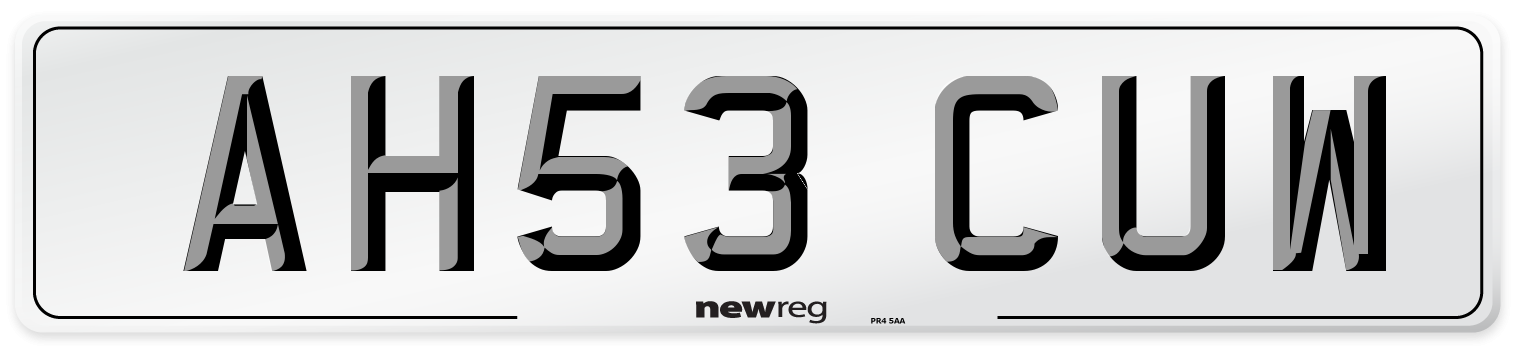 AH53 CUW Number Plate from New Reg